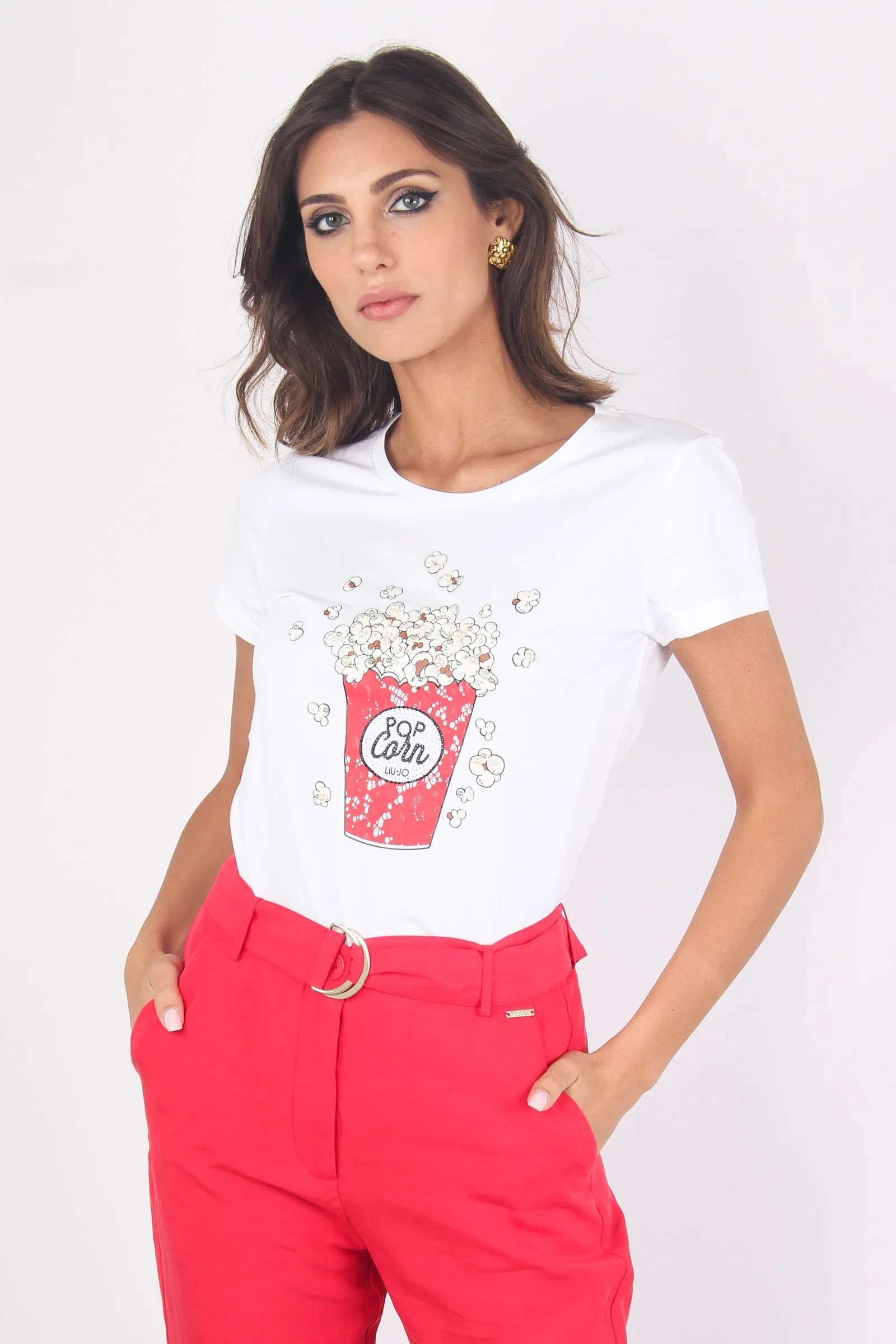 T-shirt Stampa Popcorn Bco/liujo