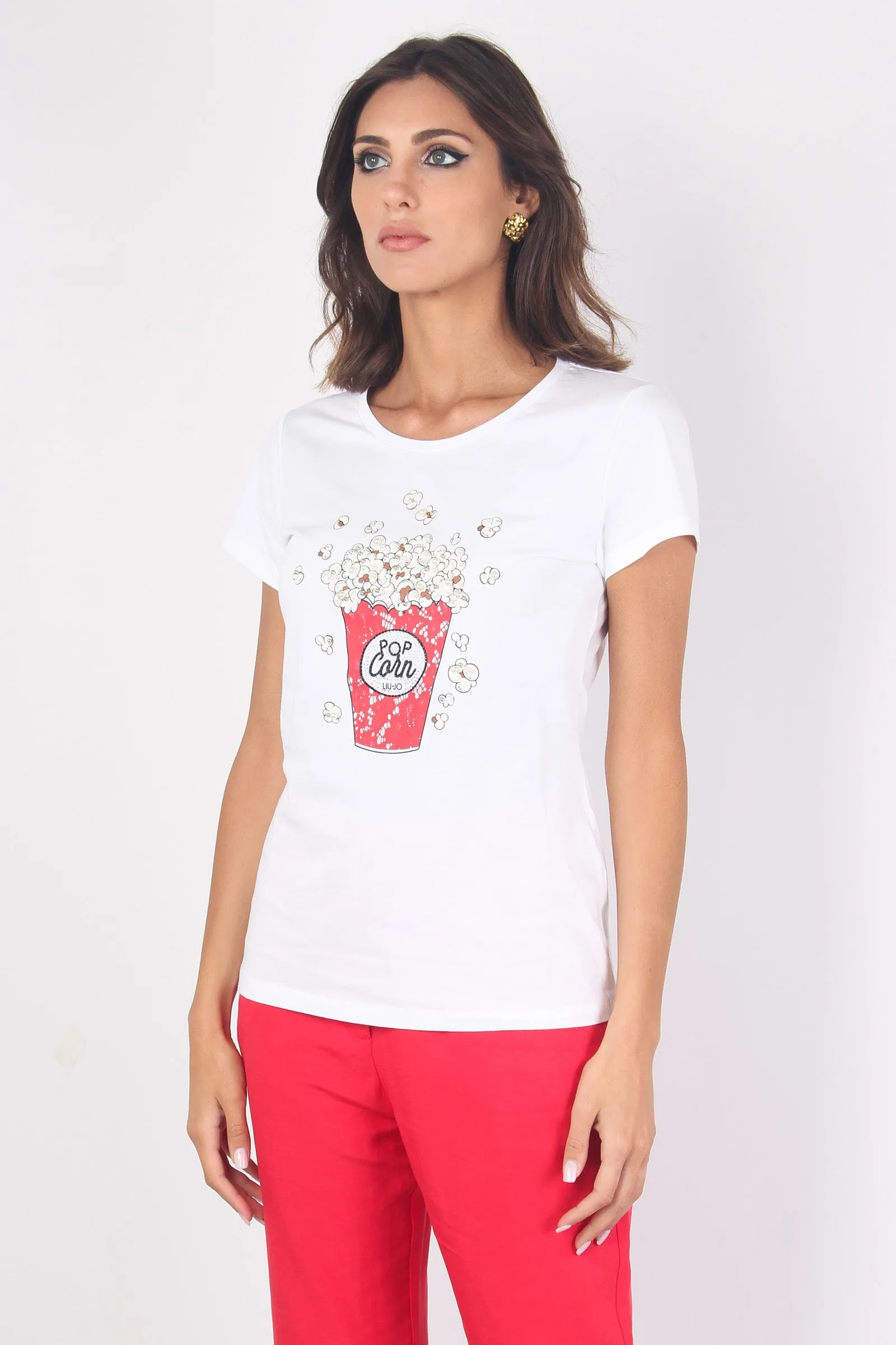 T-shirt Stampa Popcorn Bco/liujo