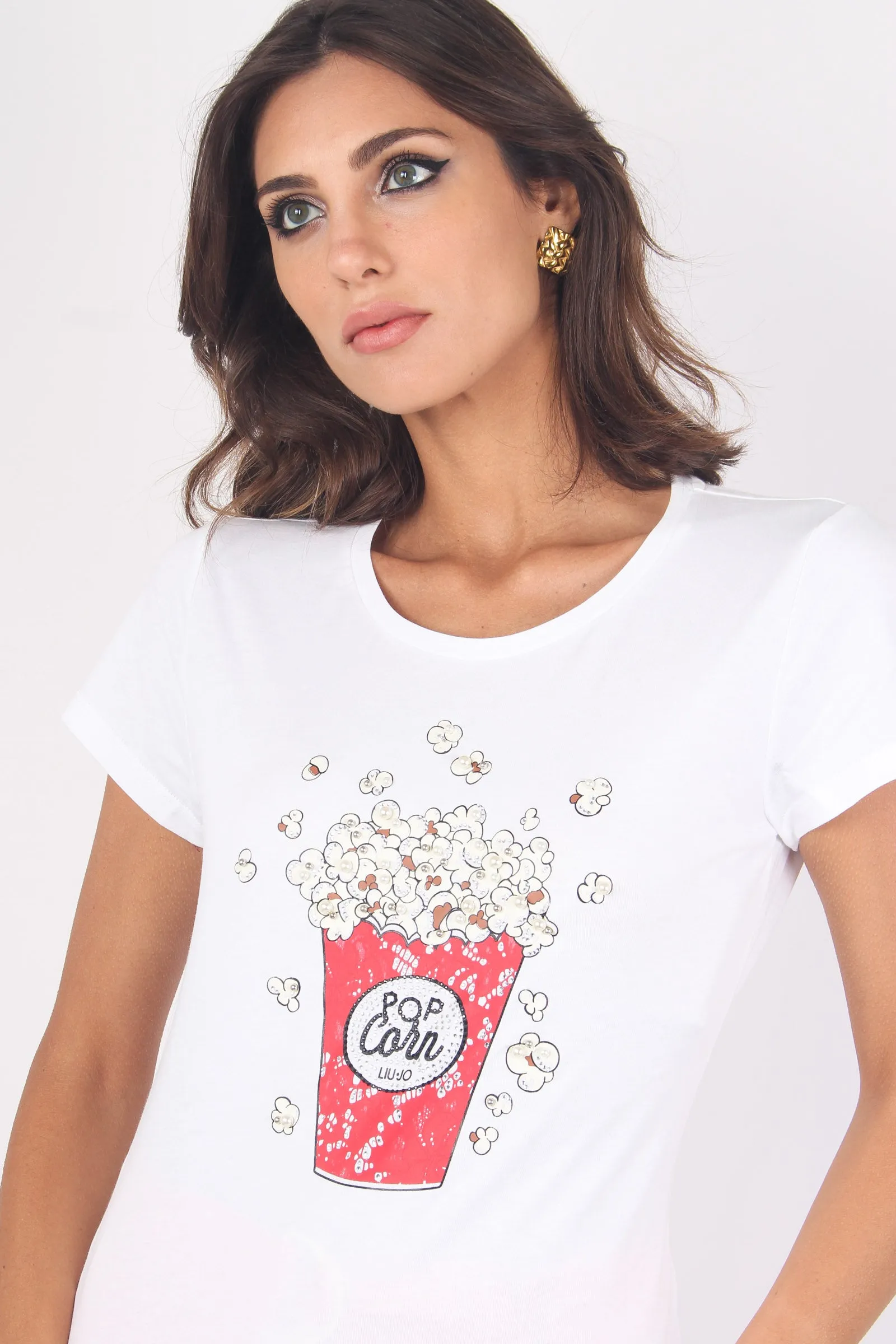 T-shirt Stampa Popcorn Bco/liujo