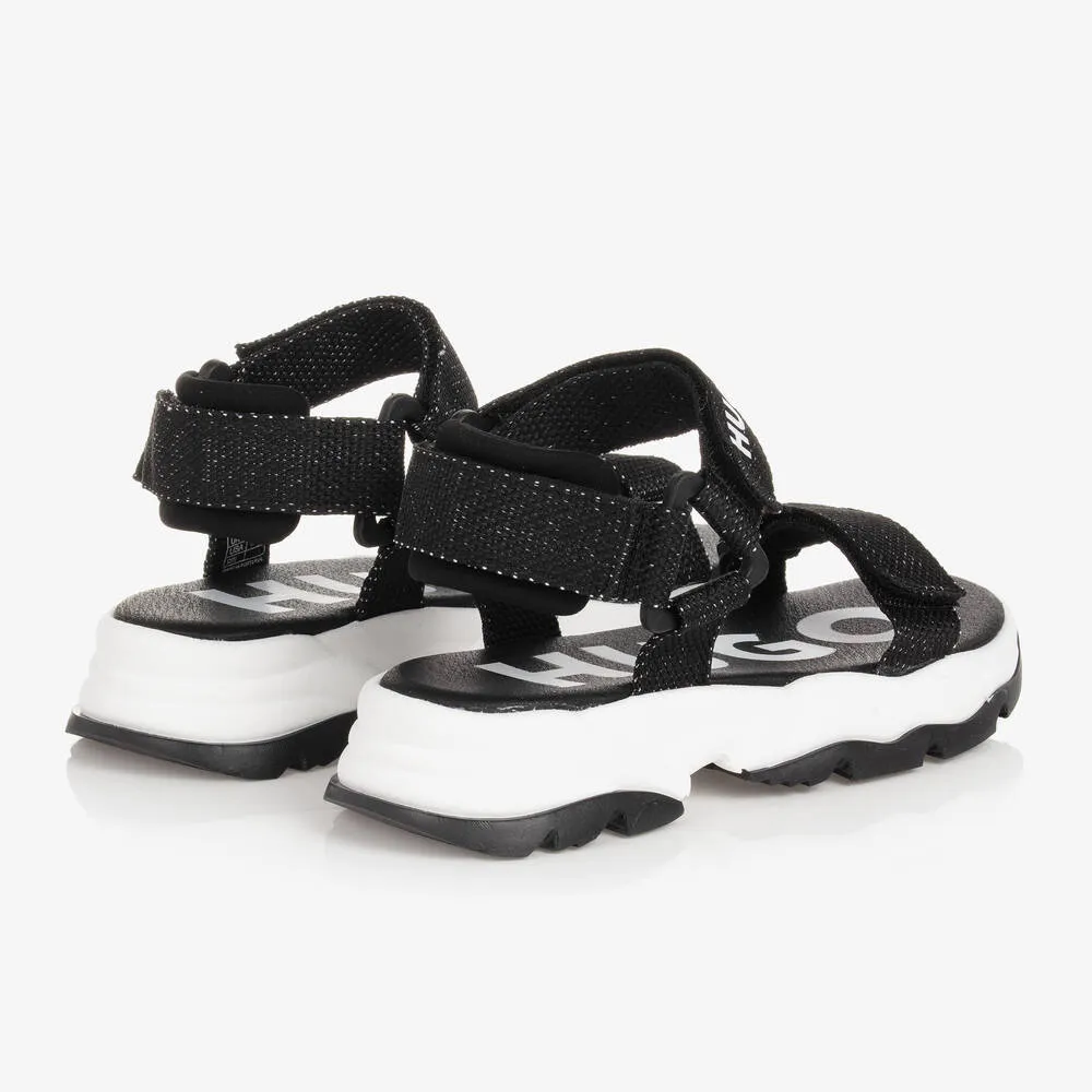 Teen Girls Black & White Logo Sandals