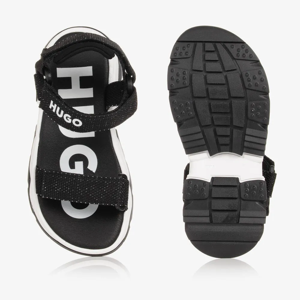 Teen Girls Black & White Logo Sandals