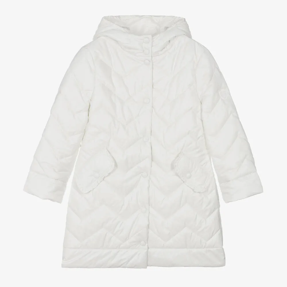 Teen Girls Ivory Padded Hooded Coat