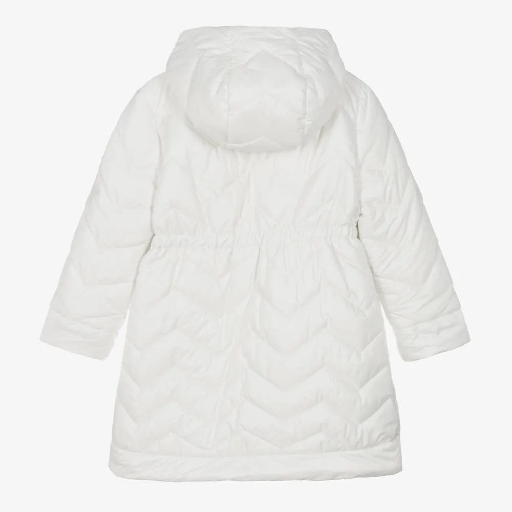 Teen Girls Ivory Padded Hooded Coat