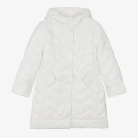 Teen Girls Ivory Padded Hooded Coat