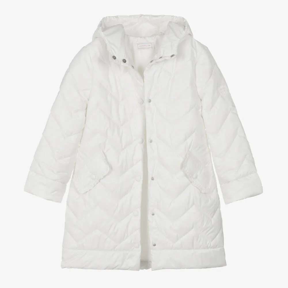 Teen Girls Ivory Padded Hooded Coat