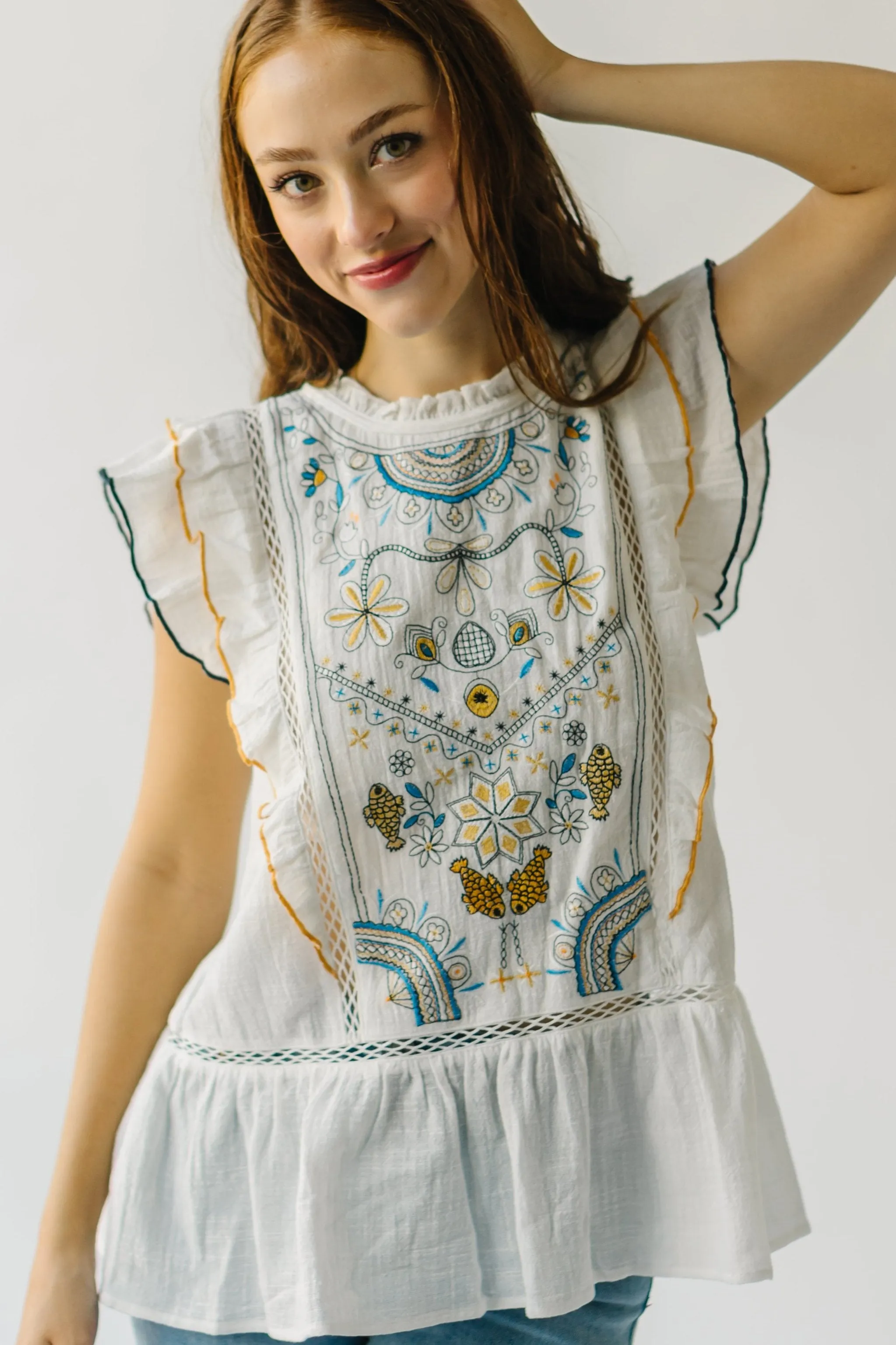 The Kimmell Embroidered Blouse in White