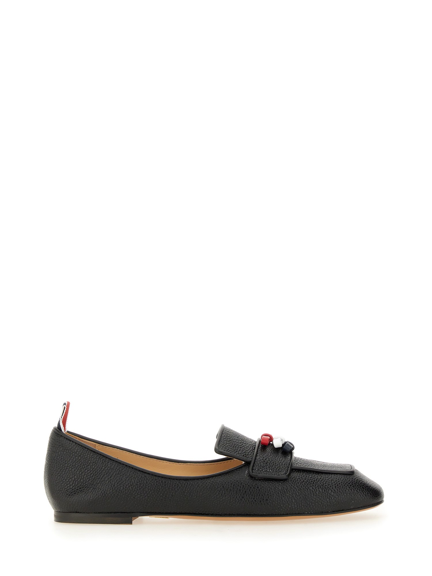 THOM BROWNE    PEBBLE GRAIN LEATHER THREE BOW LOAFER