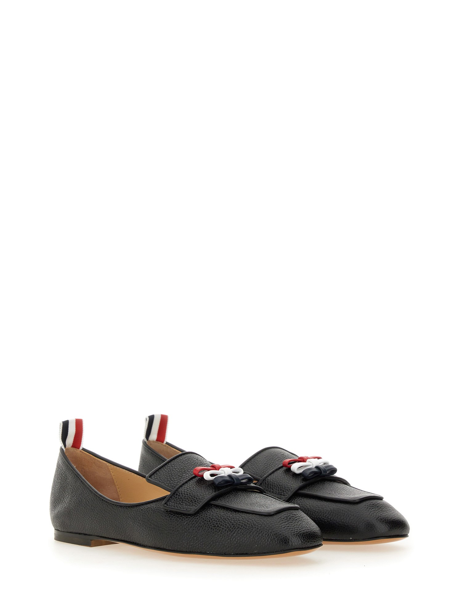 THOM BROWNE    PEBBLE GRAIN LEATHER THREE BOW LOAFER