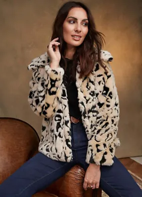 Together Short Leopard Fur Coat | Kaleidoscope