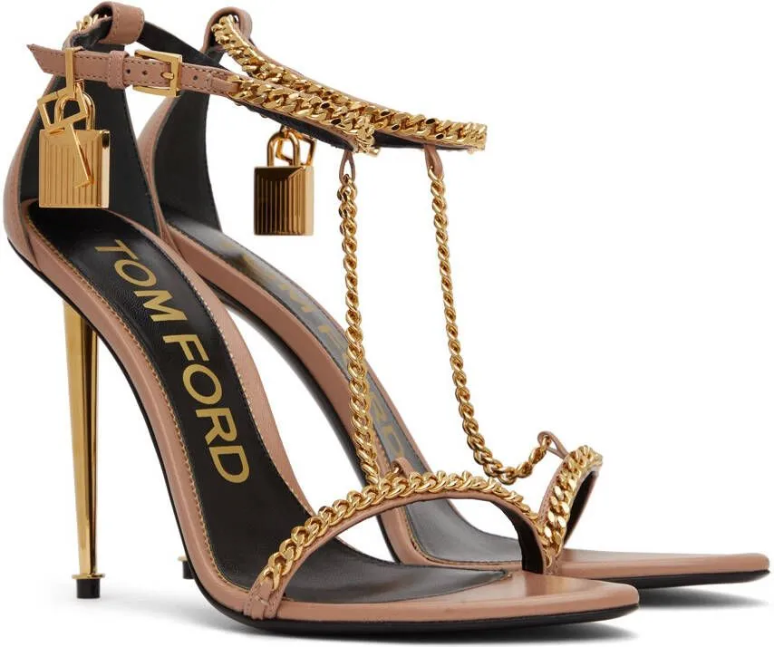 TOM FORD Beige Padlock Naked Heeled Sandals