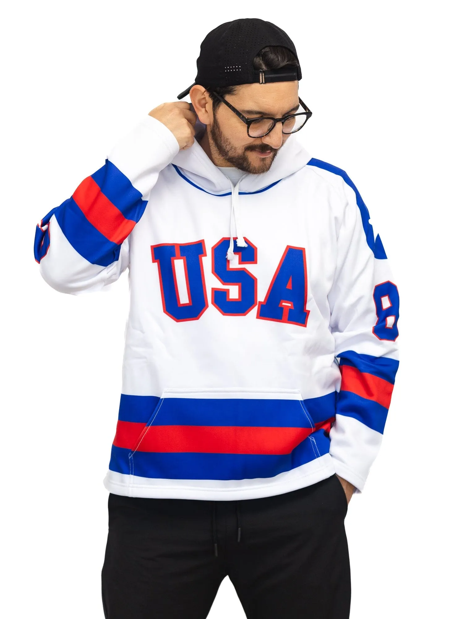 USA Miracle on Ice 1980 Away Hockey Hoodie